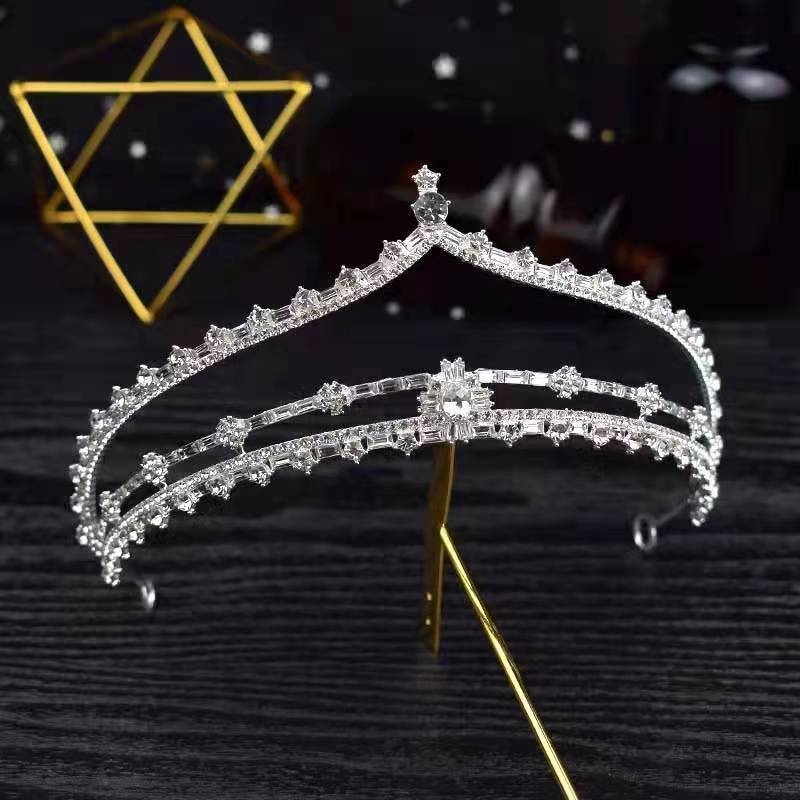Līgavas tiara, grezna rhinestones kāzu kleita, liels kronis, Eiropas un Amerikas luksusa stils, grima un matu kronis, princeses dzimšanas diena