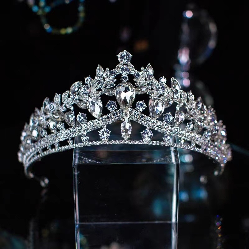 Līgavas tiara, grezna rhinestones kāzu kleita, liels kronis, Eiropas un Amerikas luksusa stils, grima un matu kronis, princeses dzimšanas diena