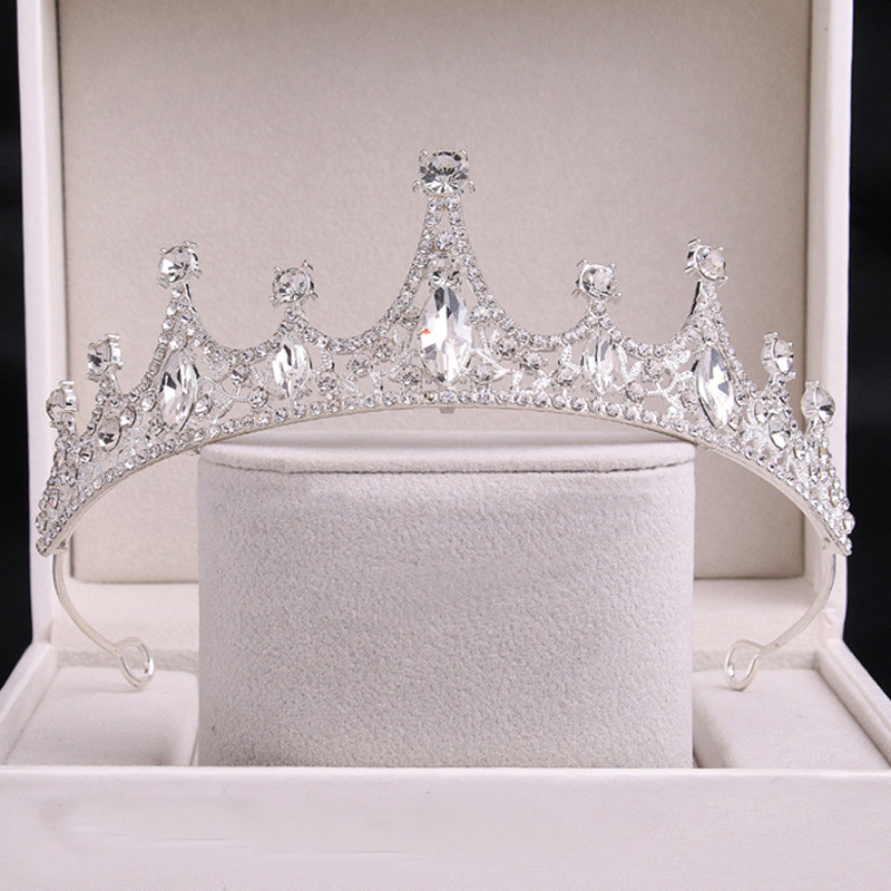 Līgavas tiara, grezna rhinestones kāzu kleita, liels kronis, Eiropas un Amerikas luksusa stils, grima un matu kronis, princeses dzimšanas diena