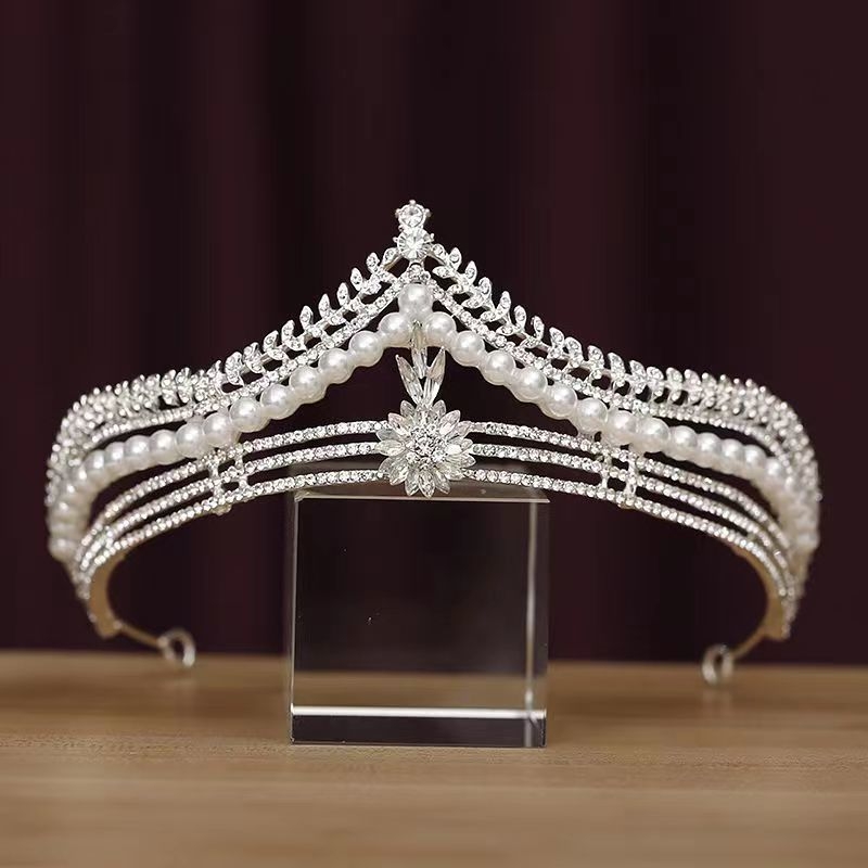 Līgavas tiara, grezna rhinestones kāzu kleita, liels kronis, Eiropas un Amerikas luksusa stils, grima un matu kronis, princeses dzimšanas diena