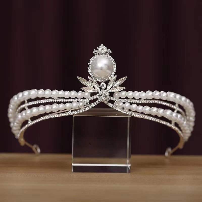 Līgavas tiara, grezna rhinestones kāzu kleita, liels kronis, Eiropas un Amerikas luksusa stils, grima un matu kronis, princeses dzimšanas diena