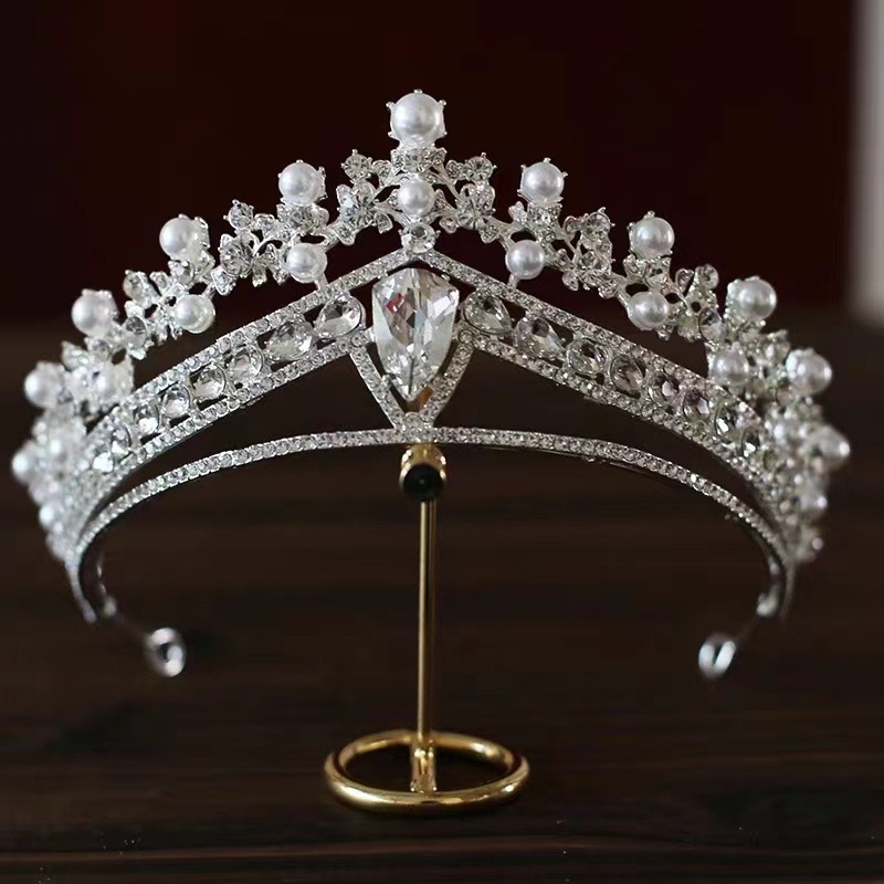 Līgavas tiara, grezna rhinestones kāzu kleita, liels kronis, Eiropas un Amerikas luksusa stils, grima un matu kronis, princeses dzimšanas diena