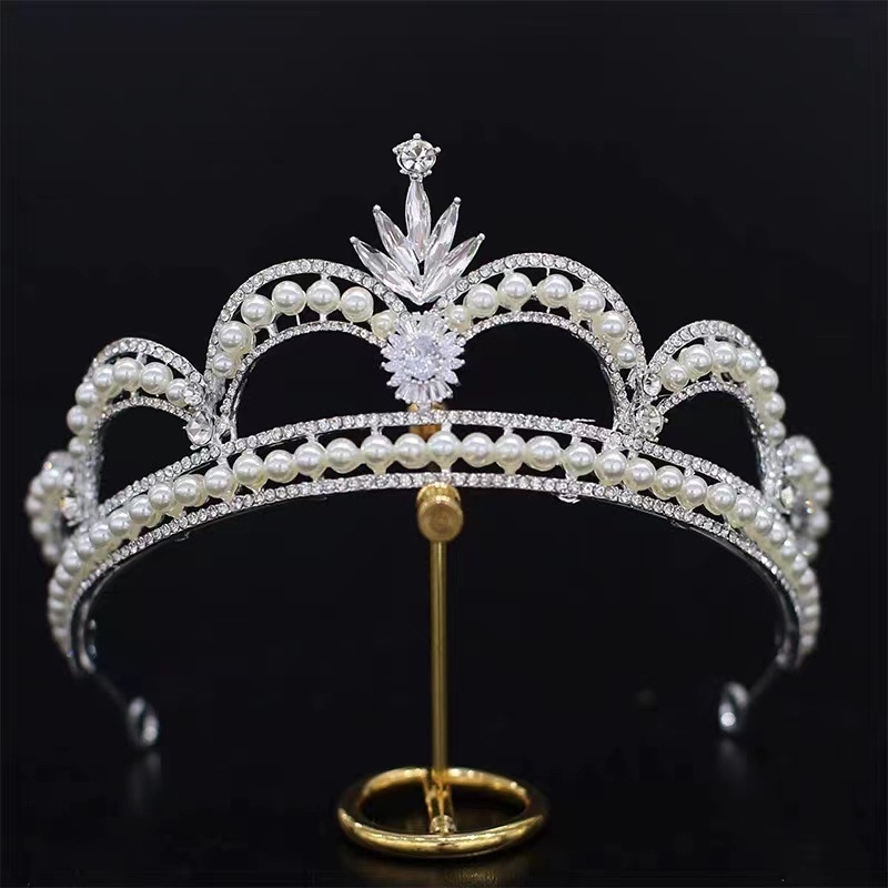 Līgavas tiara, grezna rhinestones kāzu kleita, liels kronis, Eiropas un Amerikas luksusa stils, grima un matu kronis, princeses dzimšanas diena