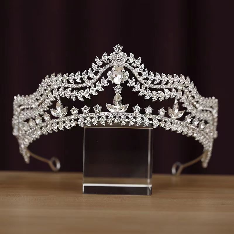 Līgavas tiara, grezna rhinestones kāzu kleita, liels kronis, Eiropas un Amerikas luksusa stils, grima un matu kronis, princeses dzimšanas diena