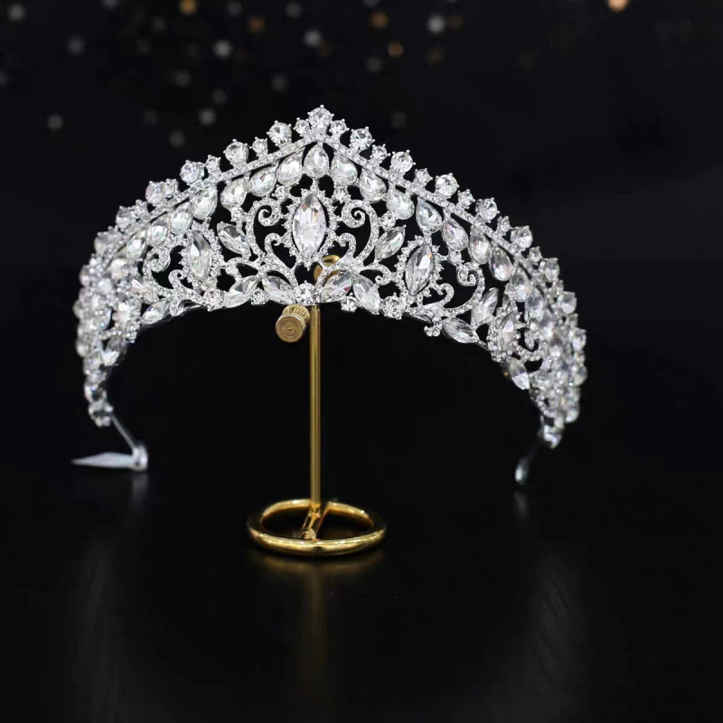 Līgavas tiara, grezna rhinestones kāzu kleita, liels kronis, Eiropas un Amerikas luksusa stils, grima un matu kronis, princeses dzimšanas diena