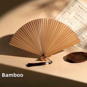 Täisbambusest kokkupandav ventilaator, uus hiina stiilis, rahvuslikus stiilis miniventilaator, iidse stiiliga cheongsam, väike kokkupandav ventilaator, retro kaasaskantav kokkupandav hulgimüük