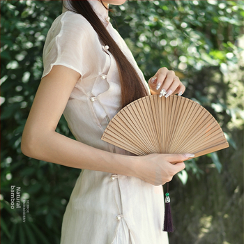 Täisbambusest kokkupandav ventilaator, uus hiina stiilis, rahvuslikus stiilis miniventilaator, iidse stiiliga cheongsam, väike kokkupandav ventilaator, retro kaasaskantav kokkupandav hulgimüük