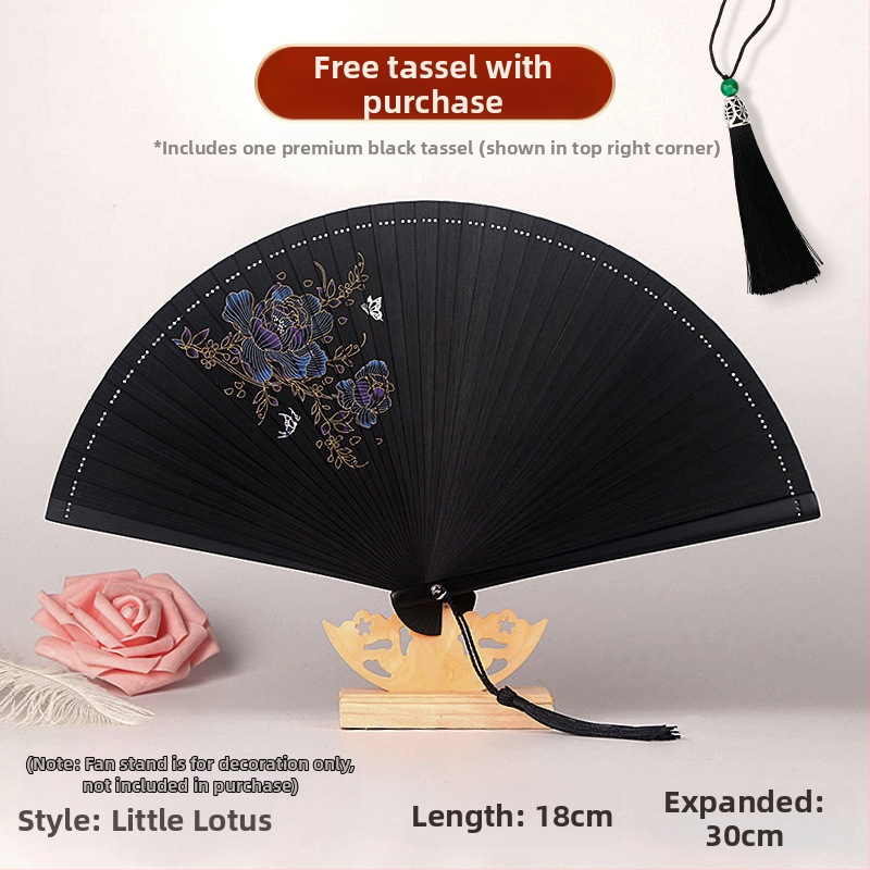 Täisbambusest kokkupandav ventilaator, uus hiina stiilis, rahvuslikus stiilis miniventilaator, iidse stiiliga cheongsam, väike kokkupandav ventilaator, retro kaasaskantav kokkupandav hulgimüük