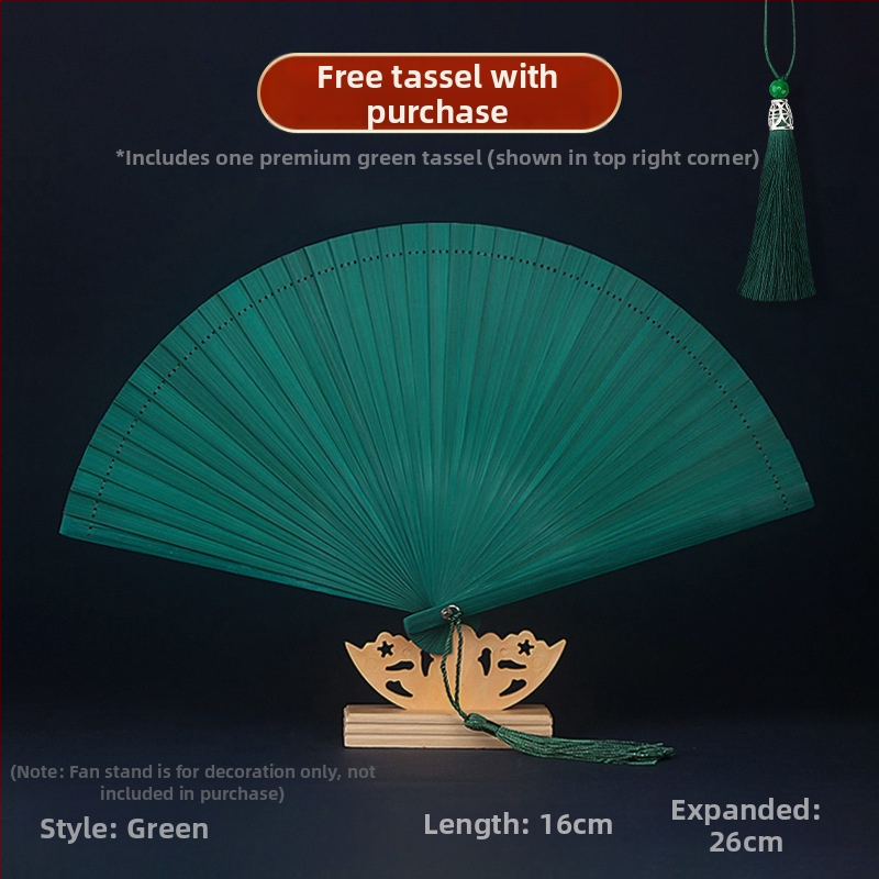 Täisbambusest kokkupandav ventilaator, uus hiina stiilis, rahvuslikus stiilis miniventilaator, iidse stiiliga cheongsam, väike kokkupandav ventilaator, retro kaasaskantav kokkupandav hulgimüük