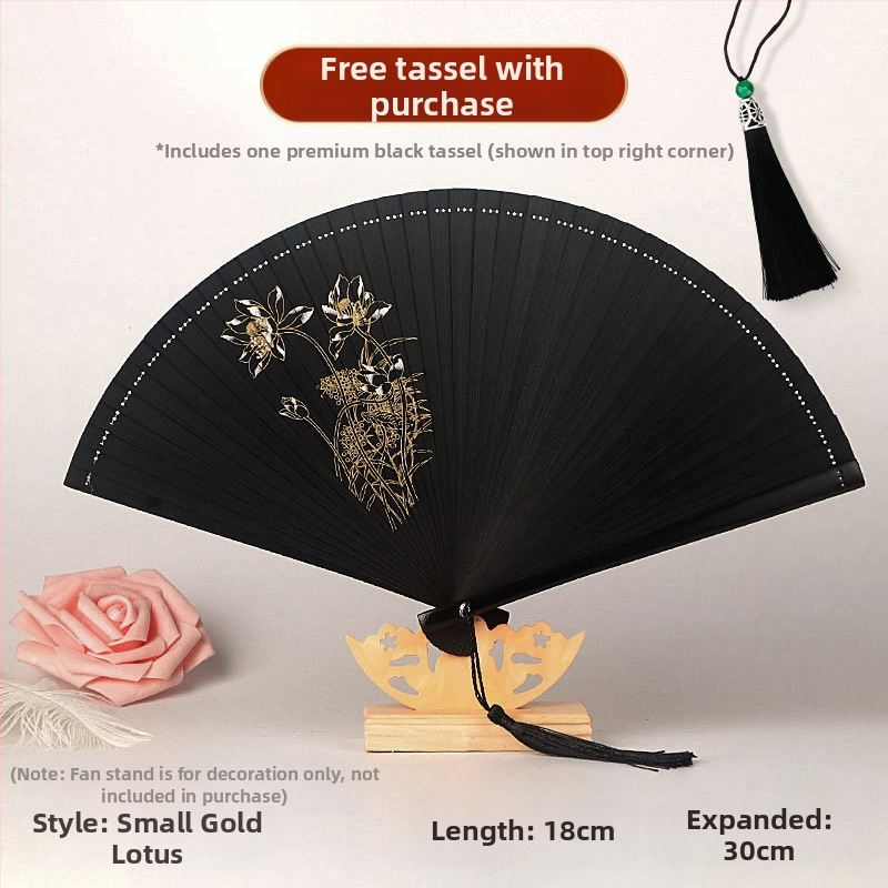 Täisbambusest kokkupandav ventilaator, uus hiina stiilis, rahvuslikus stiilis miniventilaator, iidse stiiliga cheongsam, väike kokkupandav ventilaator, retro kaasaskantav kokkupandav hulgimüük