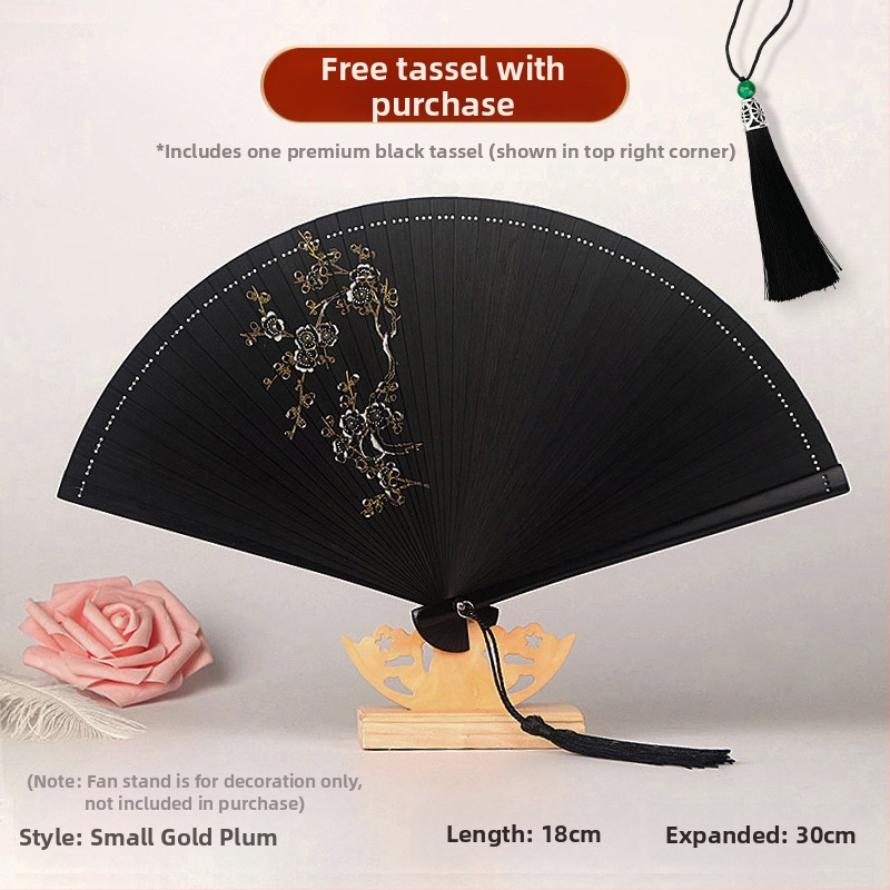 Täisbambusest kokkupandav ventilaator, uus hiina stiilis, rahvuslikus stiilis miniventilaator, iidse stiiliga cheongsam, väike kokkupandav ventilaator, retro kaasaskantav kokkupandav hulgimüük