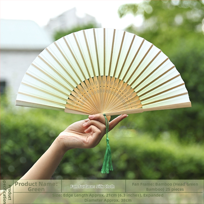 Täisbambusest kokkupandav ventilaator, uus hiina stiilis, rahvuslikus stiilis miniventilaator, iidse stiiliga cheongsam, väike kokkupandav ventilaator, retro kaasaskantav kokkupandav hulgimüük