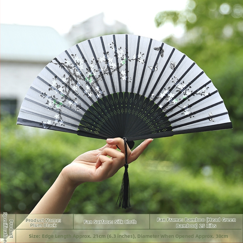 Täisbambusest kokkupandav ventilaator, uus hiina stiilis, rahvuslikus stiilis miniventilaator, iidse stiiliga cheongsam, väike kokkupandav ventilaator, retro kaasaskantav kokkupandav hulgimüük