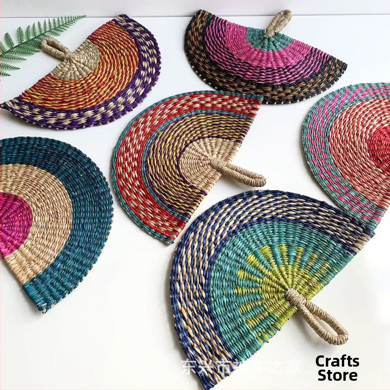 Vietnamist imporditud käsitsi kootud lehvik merevetikatest kootud lehvik igapäevane stiilis Aafrika elementidega seinakaunistus suvel