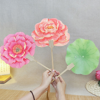 Luoyangi pojengiõie lehvik, kultuuriline ja loominguline iidse stiili lillekujuline lehvik, riikliku trendi maalilise koha fotode registreerimine, tantsukäsitöö lehviku kohandamine