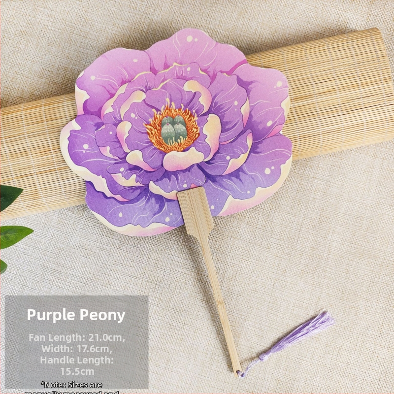 Luoyangi pojengiõie lehvik, kultuuriline ja loominguline iidse stiili lillekujuline lehvik, riikliku trendi maalilise koha fotode registreerimine, tantsukäsitöö lehviku kohandamine