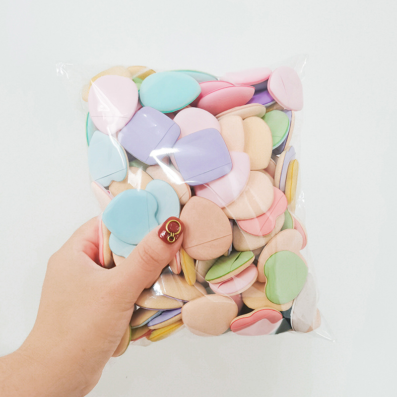 15/30/60/100 mini trikampių pirštų formos minkštų pudros tušinukų, kurie padidėja veikiami vandens, šlapių ir sausų makiažo įrankių