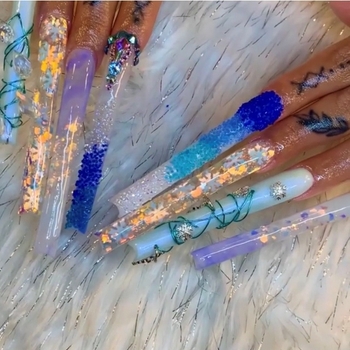 Täiskattega vesipiibu soomuskott karbis, pikendatud 4XL teravatipuline soomus, balletisoomus, mandlisoomus, lühikeste küüntega tilksoomus.