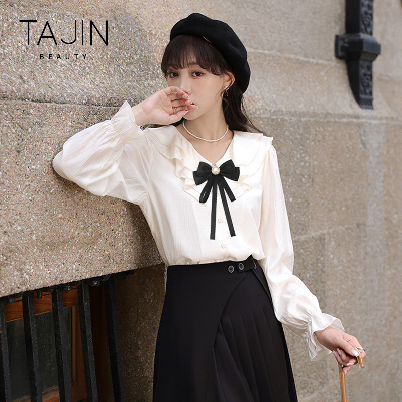 Musta lindiga lipsuvaba valge särk JK vormiriietus, kikilipsuga naiste professionaalne krae, kolledži stiilis aksessuaarid