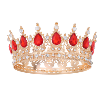 Pruudikroon Pulmatiaara Sünnipäev Täiskasvanute tseremoonia Esitus Lihtsaimalt sobitatav Rhinestones akrüülist juukseaksessuaar Luksuslik ümar kroon