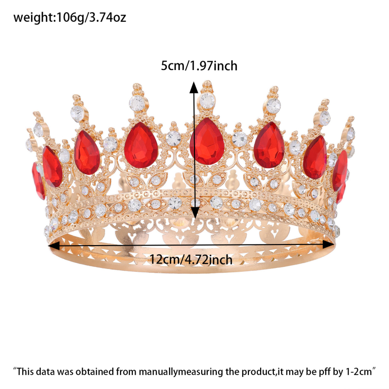 Pruudikroon Pulmatiaara Sünnipäev Täiskasvanute tseremoonia Esitus Lihtsaimalt sobitatav Rhinestones akrüülist juukseaksessuaar Luksuslik ümar kroon