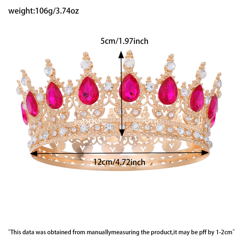 Pruudikroon Pulmatiaara Sünnipäev Täiskasvanute tseremoonia Esitus Lihtsaimalt sobitatav Rhinestones akrüülist juukseaksessuaar Luksuslik ümar kroon