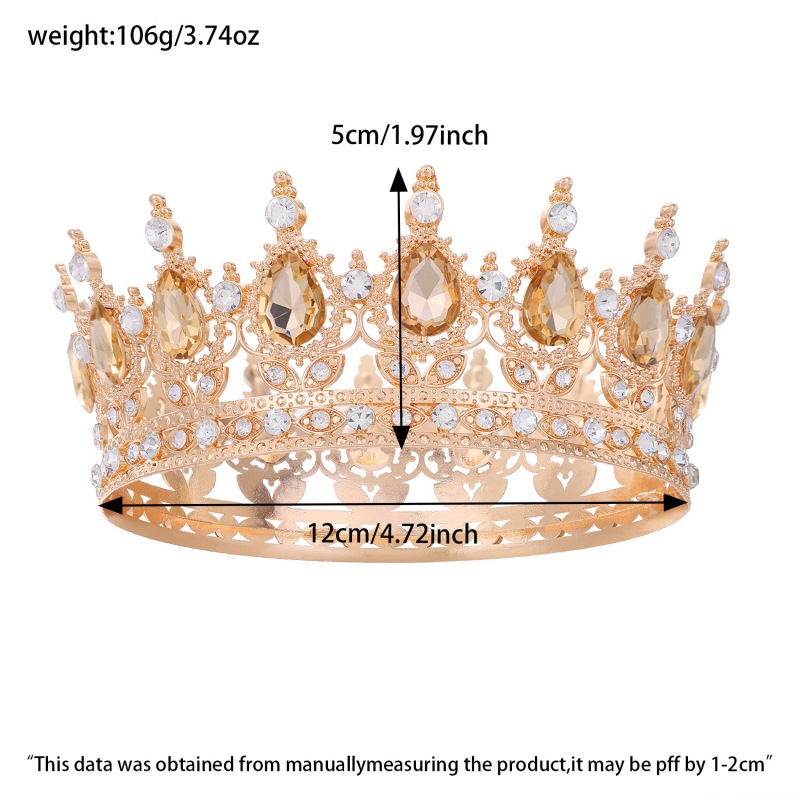 Pruudikroon Pulmatiaara Sünnipäev Täiskasvanute tseremoonia Esitus Lihtsaimalt sobitatav Rhinestones akrüülist juukseaksessuaar Luksuslik ümar kroon