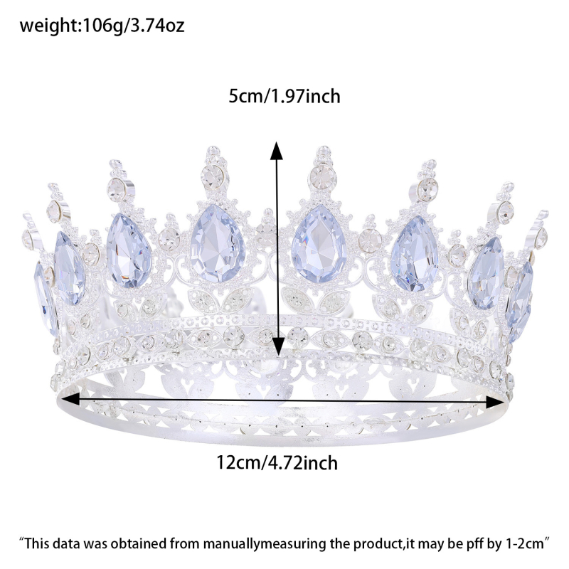 Pruudikroon Pulmatiaara Sünnipäev Täiskasvanute tseremoonia Esitus Lihtsaimalt sobitatav Rhinestones akrüülist juukseaksessuaar Luksuslik ümar kroon