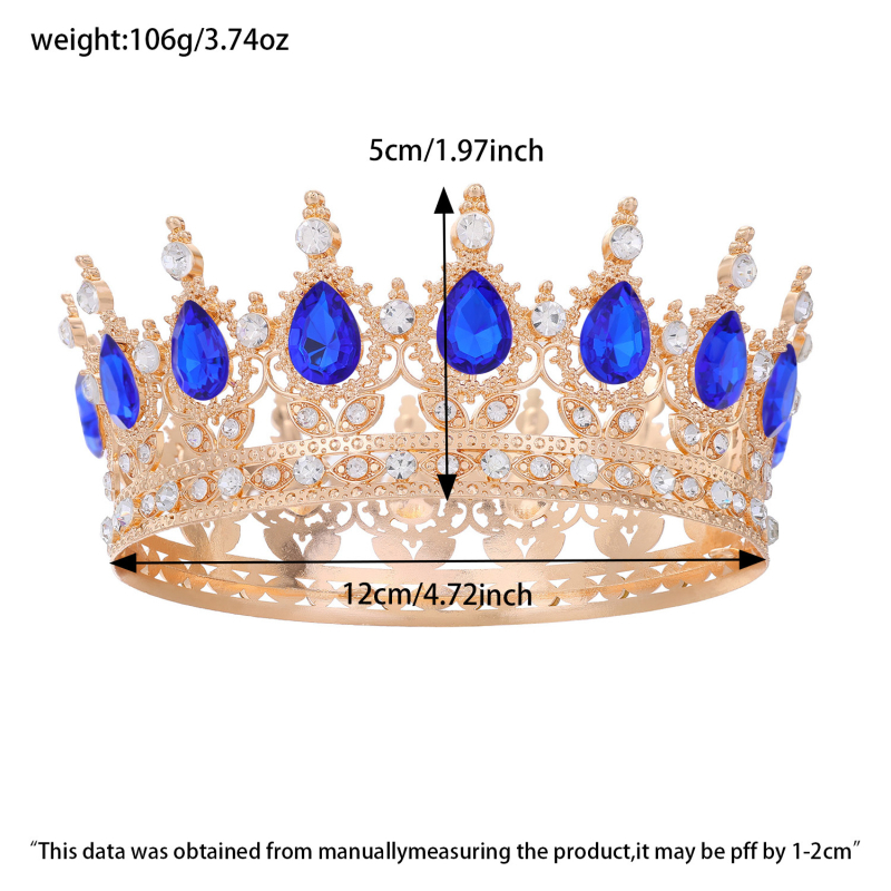 Pruudikroon Pulmatiaara Sünnipäev Täiskasvanute tseremoonia Esitus Lihtsaimalt sobitatav Rhinestones akrüülist juukseaksessuaar Luksuslik ümar kroon