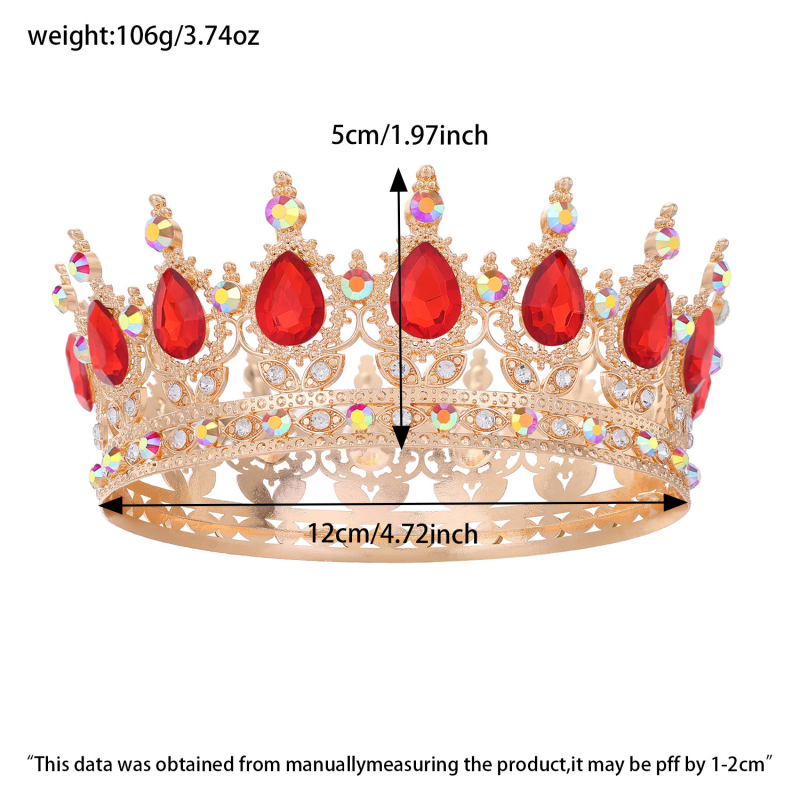 Pruudikroon Pulmatiaara Sünnipäev Täiskasvanute tseremoonia Esitus Lihtsaimalt sobitatav Rhinestones akrüülist juukseaksessuaar Luksuslik ümar kroon