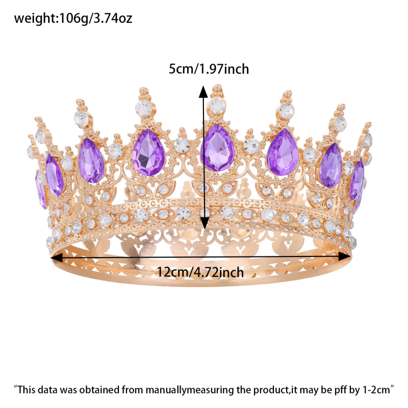 Pruudikroon Pulmatiaara Sünnipäev Täiskasvanute tseremoonia Esitus Lihtsaimalt sobitatav Rhinestones akrüülist juukseaksessuaar Luksuslik ümar kroon