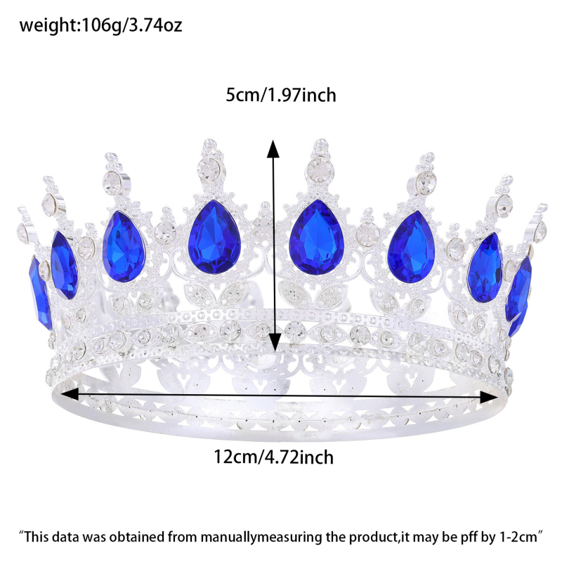 Pruudikroon Pulmatiaara Sünnipäev Täiskasvanute tseremoonia Esitus Lihtsaimalt sobitatav Rhinestones akrüülist juukseaksessuaar Luksuslik ümar kroon