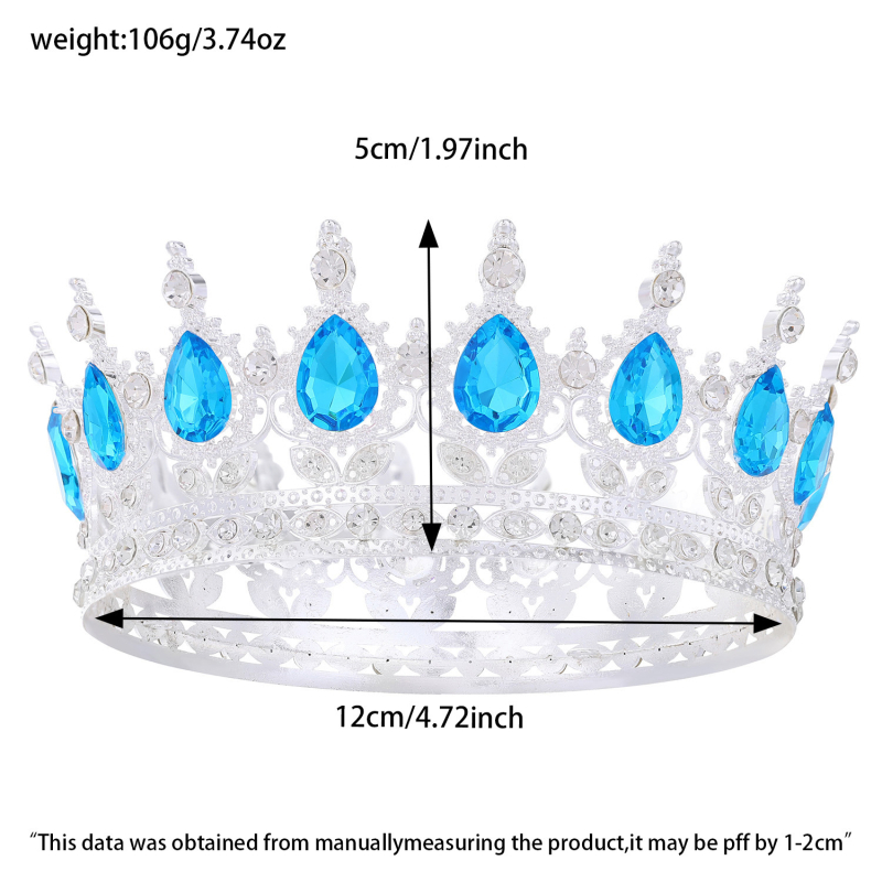 Pruudikroon Pulmatiaara Sünnipäev Täiskasvanute tseremoonia Esitus Lihtsaimalt sobitatav Rhinestones akrüülist juukseaksessuaar Luksuslik ümar kroon