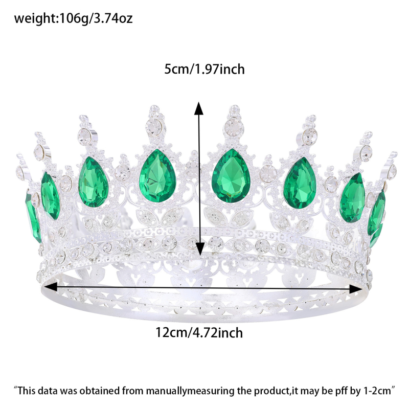 Pruudikroon Pulmatiaara Sünnipäev Täiskasvanute tseremoonia Esitus Lihtsaimalt sobitatav Rhinestones akrüülist juukseaksessuaar Luksuslik ümar kroon