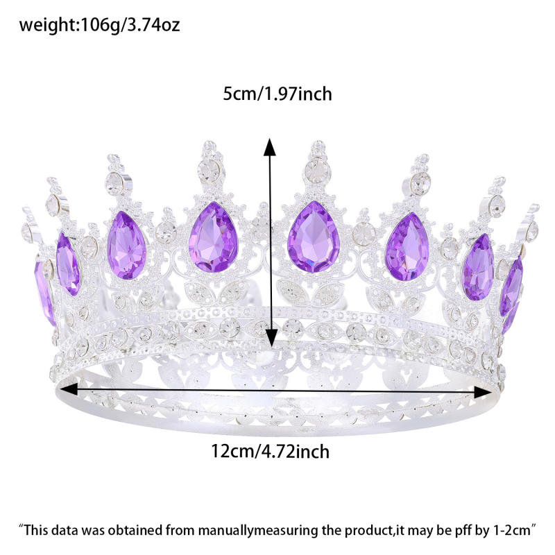 Pruudikroon Pulmatiaara Sünnipäev Täiskasvanute tseremoonia Esitus Lihtsaimalt sobitatav Rhinestones akrüülist juukseaksessuaar Luksuslik ümar kroon