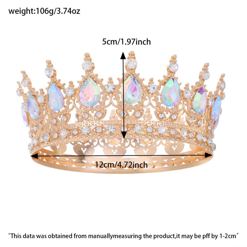 Pruudikroon Pulmatiaara Sünnipäev Täiskasvanute tseremoonia Esitus Lihtsaimalt sobitatav Rhinestones akrüülist juukseaksessuaar Luksuslik ümar kroon
