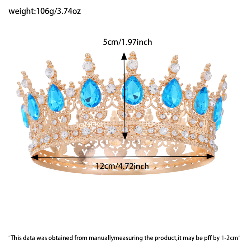 Pruudikroon Pulmatiaara Sünnipäev Täiskasvanute tseremoonia Esitus Lihtsaimalt sobitatav Rhinestones akrüülist juukseaksessuaar Luksuslik ümar kroon