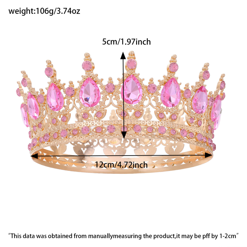 Pruudikroon Pulmatiaara Sünnipäev Täiskasvanute tseremoonia Esitus Lihtsaimalt sobitatav Rhinestones akrüülist juukseaksessuaar Luksuslik ümar kroon