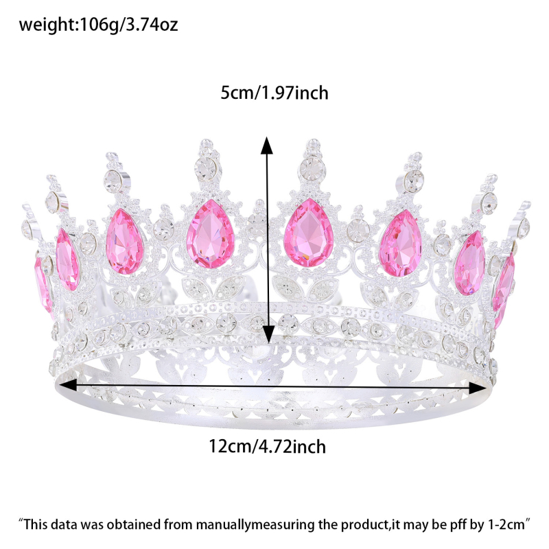 Pruudikroon Pulmatiaara Sünnipäev Täiskasvanute tseremoonia Esitus Lihtsaimalt sobitatav Rhinestones akrüülist juukseaksessuaar Luksuslik ümar kroon