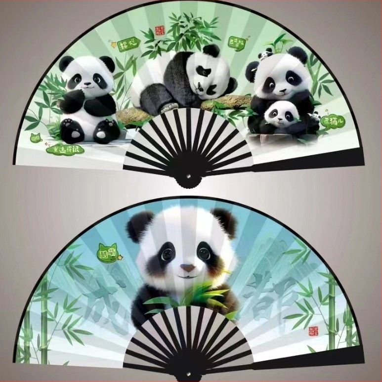 10-tolline uus unistus tagasi Chengdu Panda tindimaali siidist lehvik õpilaste maalilises piirkonnas populaarne kokkupandav lehvik reklaamfännide reisimine