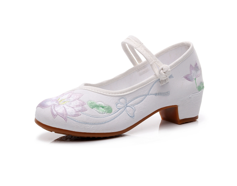 Nauji siuvinėti bateliai, moteriški kiniško stiliaus arklio veido bateliai, šokių bateliai, moteriški senovinio stiliaus cheongsam bateliai, Hanfu bateliai, moteriški siuvinėti aukštakulniai