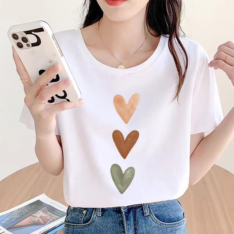 Femeii imprimate moda Internet celebritate fierbinte navetist cu mânecă scurtă tricou de bază ins dulce guler rotund comerț exterior ținută nouă