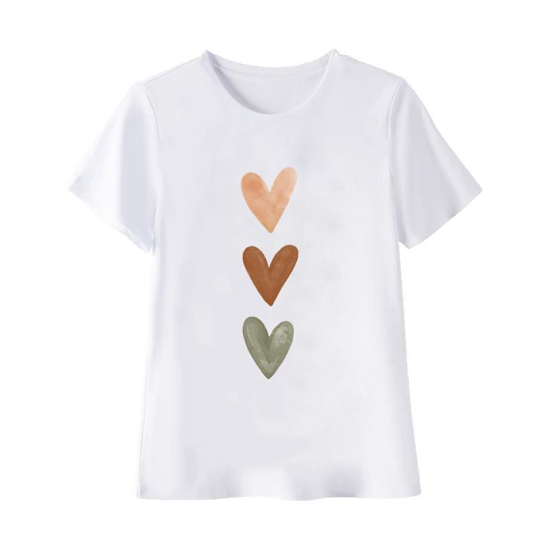 Baassärk, armas ümara kaelusega väliskaubanduse uus riietus, naiste trükitud mood, internetikuulsuste kuum pendeldaja lühikeste varrukatega T-särk