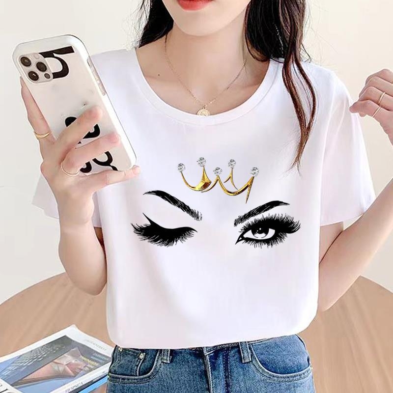 Baassärk, armas ümara kaelusega väliskaubanduse uus riietus, naiste trükitud mood, internetikuulsuste kuum pendeldaja lühikeste varrukatega T-särk