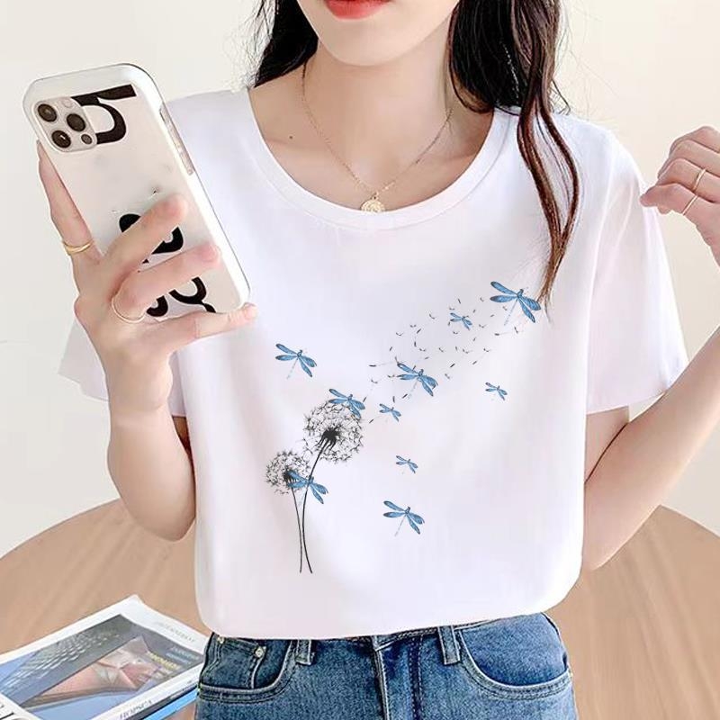 Baassärk, armas ümara kaelusega väliskaubanduse uus riietus, naiste trükitud mood, internetikuulsuste kuum pendeldaja lühikeste varrukatega T-särk