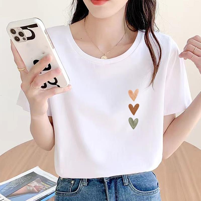 Baassärk, armas ümara kaelusega väliskaubanduse uus riietus, naiste trükitud mood, internetikuulsuste kuum pendeldaja lühikeste varrukatega T-särk