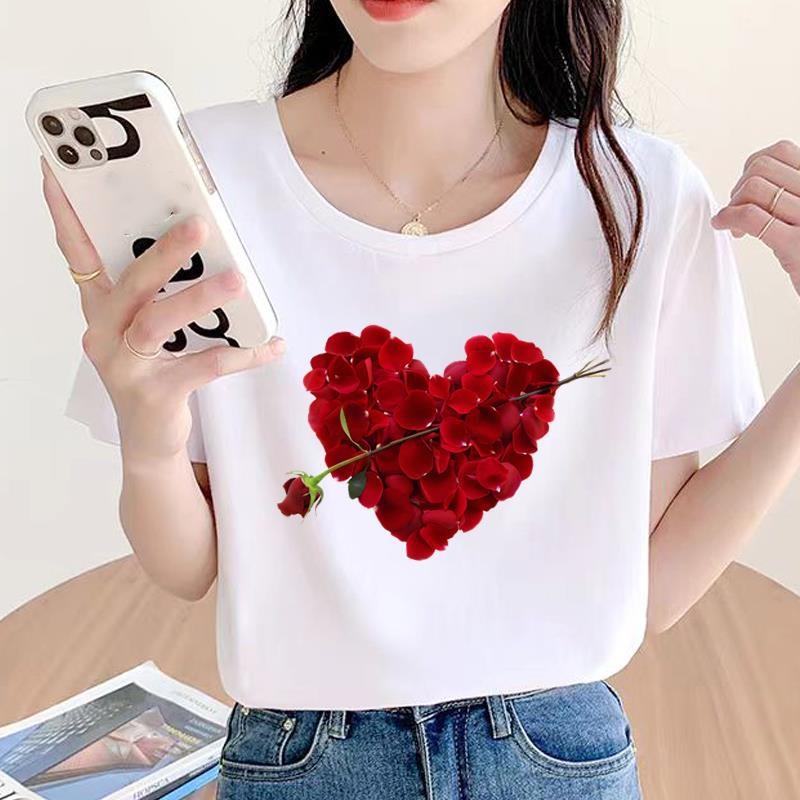 Baassärk, armas ümara kaelusega väliskaubanduse uus riietus, naiste trükitud mood, internetikuulsuste kuum pendeldaja lühikeste varrukatega T-särk