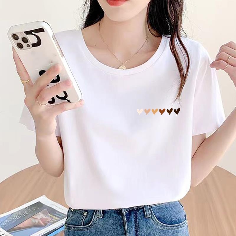 Baassärk, armas ümara kaelusega väliskaubanduse uus riietus, naiste trükitud mood, internetikuulsuste kuum pendeldaja lühikeste varrukatega T-särk