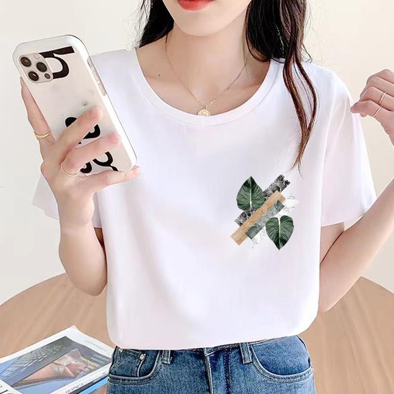 Baassärk, armas ümara kaelusega väliskaubanduse uus riietus, naiste trükitud mood, internetikuulsuste kuum pendeldaja lühikeste varrukatega T-särk