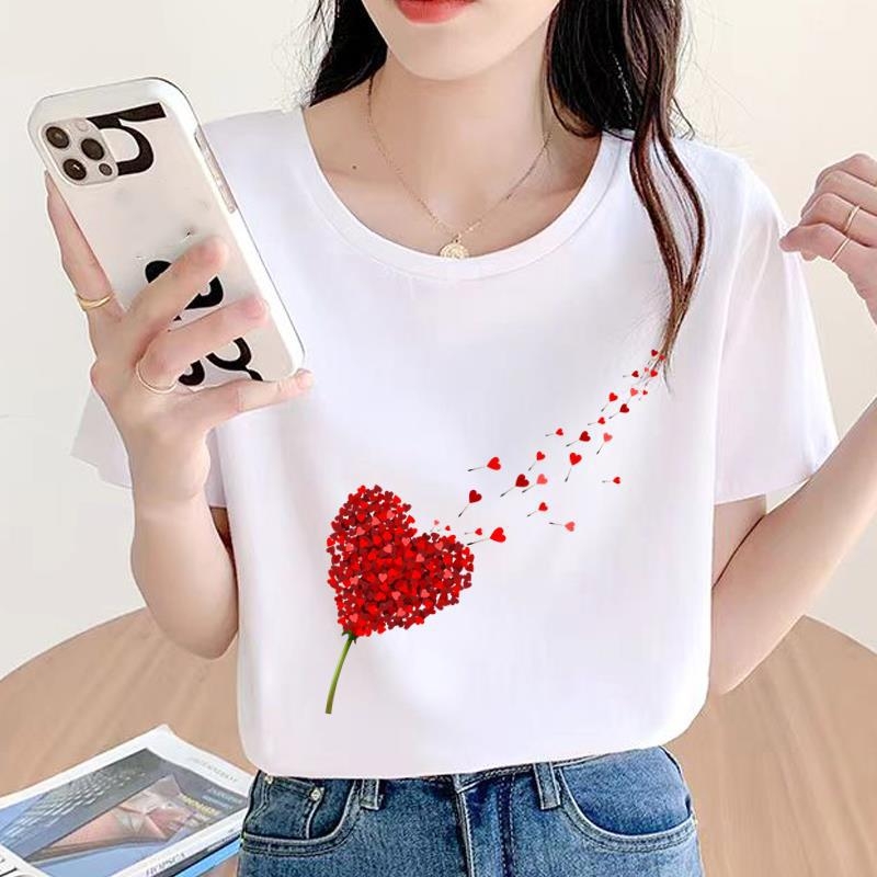 Baassärk, armas ümara kaelusega väliskaubanduse uus riietus, naiste trükitud mood, internetikuulsuste kuum pendeldaja lühikeste varrukatega T-särk